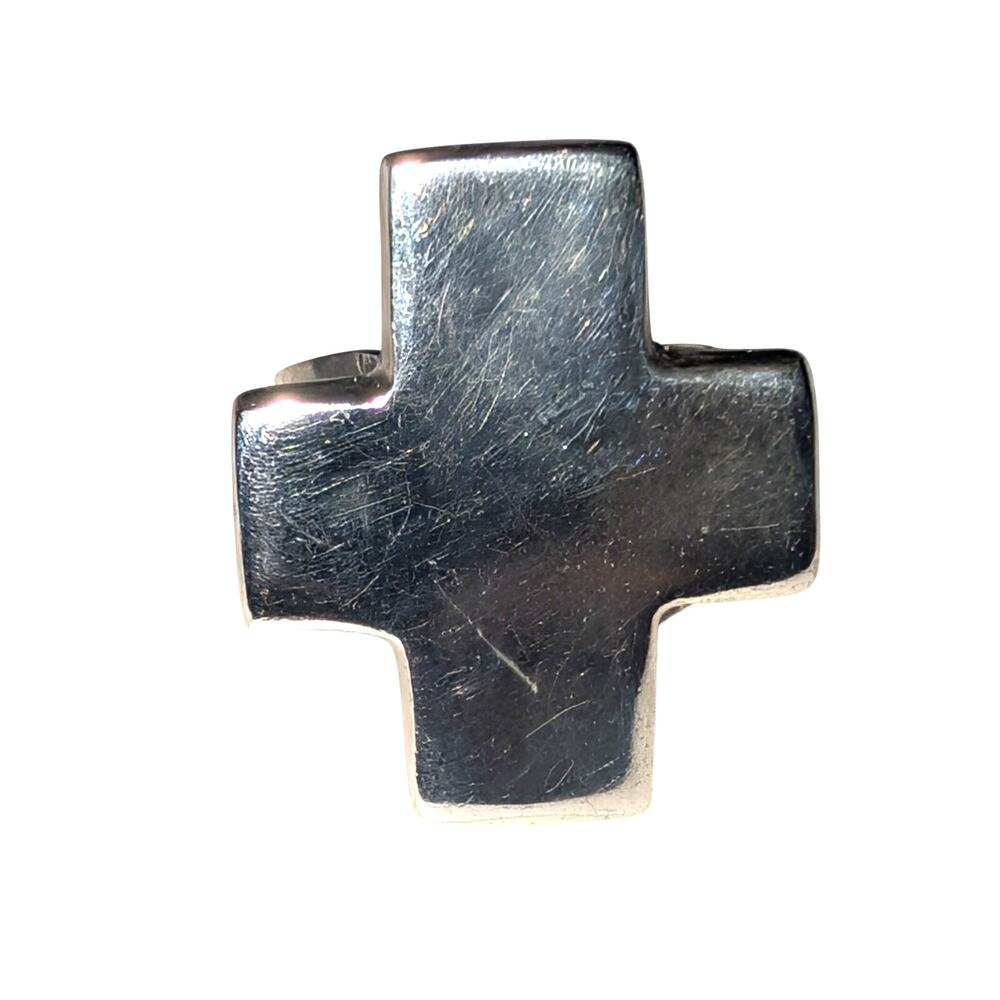 925 Thailand Sterling Silver Cross Ring Adjustable Size 7.5 11g - Picture 3 of 10